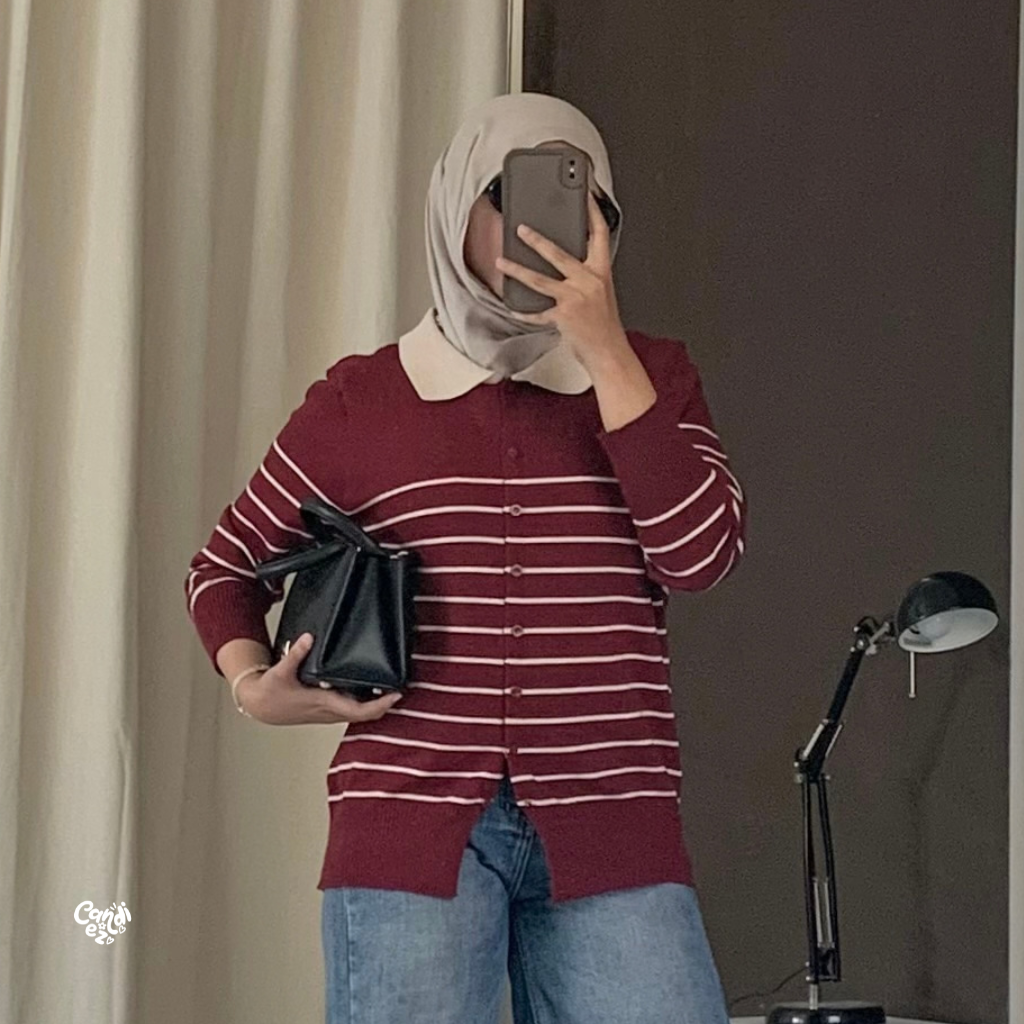 NADA Polo Knit Cardi | Maroon