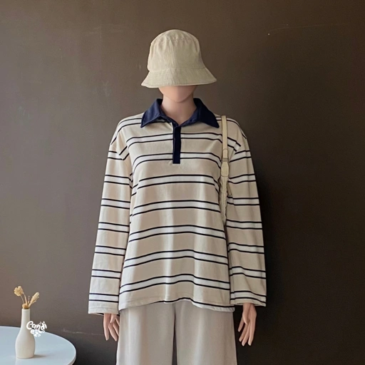 KANA Polo Stripes | Khaki Navy