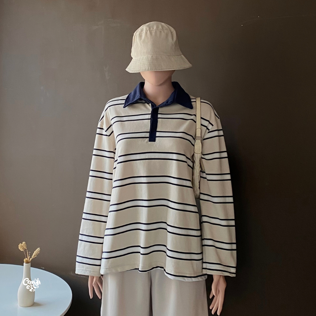 KANA Polo Stripes | Khaki Navy