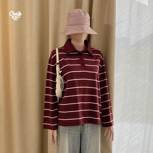 Image of KANA Polo Oversized Sweatshirts | Maroon Berry