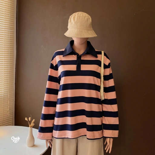 KANA Polo Stripes | Blush Navy