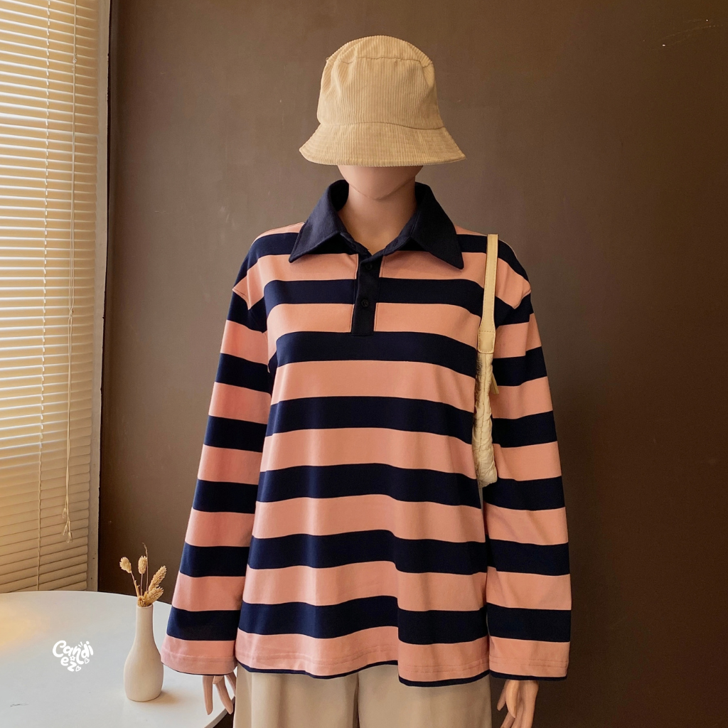 KANA Polo Stripes | Blush Navy