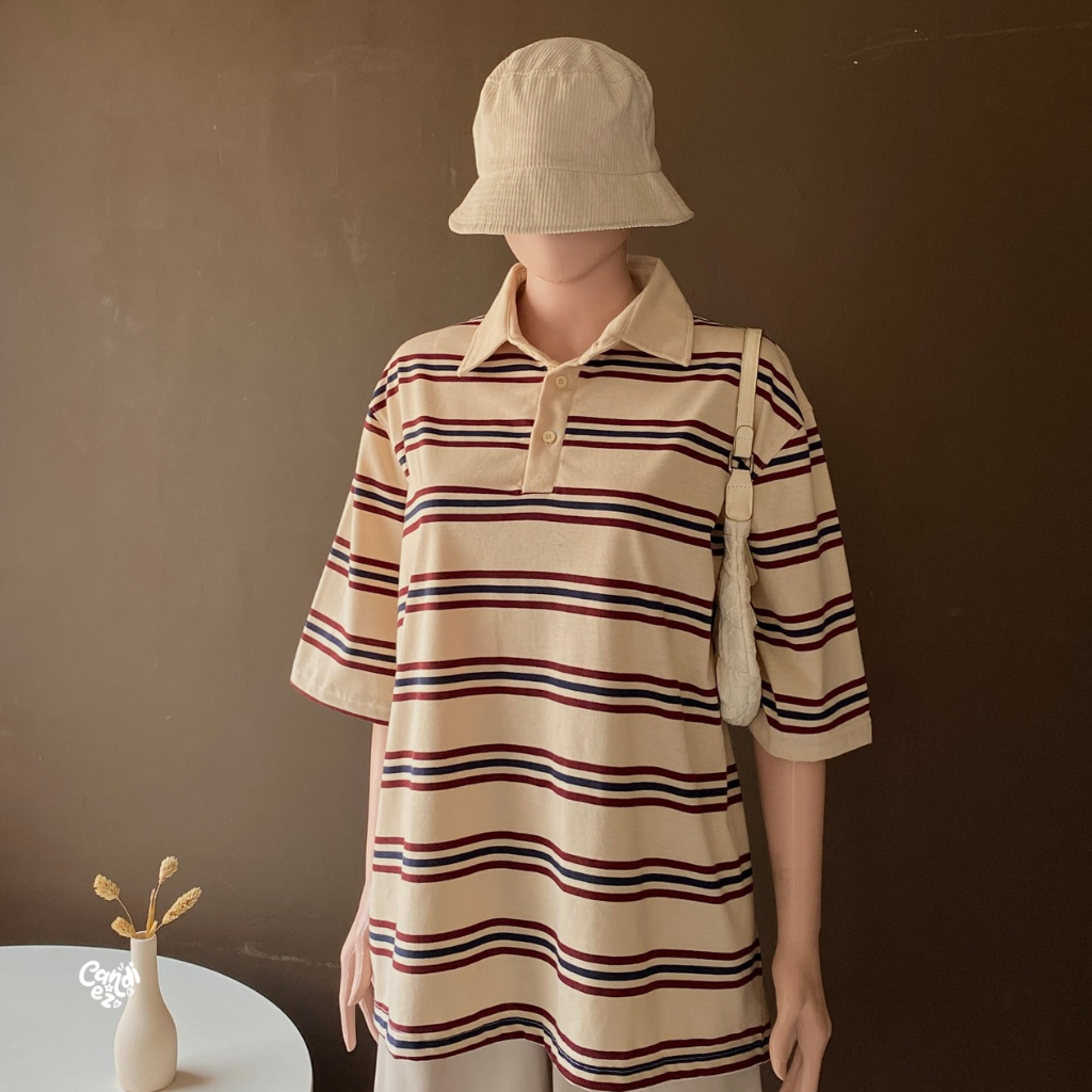 KANA Polo Stripes Shortsleeve | Beige