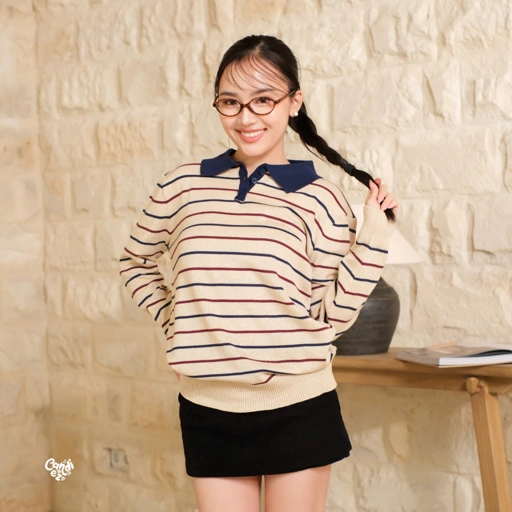 MAUDY Polo Knit | Oat