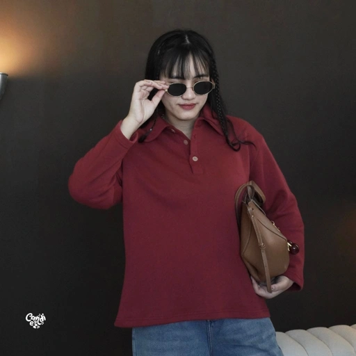 Image of KANA Polo Oversized Sweatshirt | Red Berries