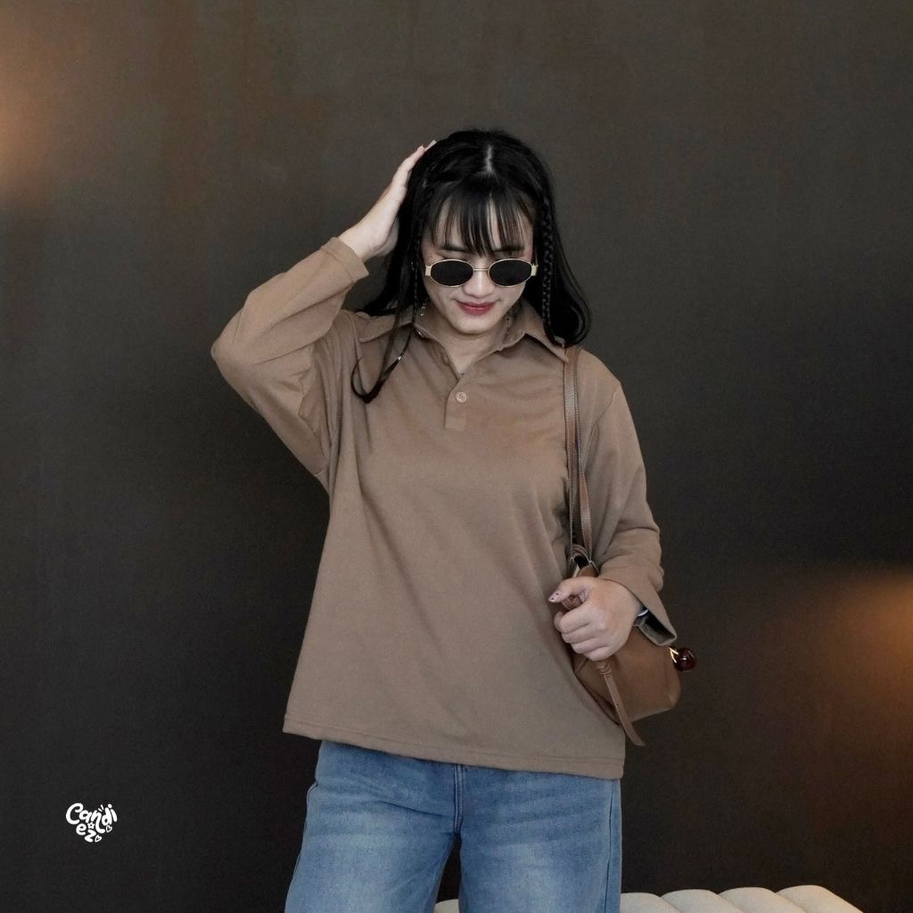 KANA Polo Oversized Sweatshirt | Biscuit