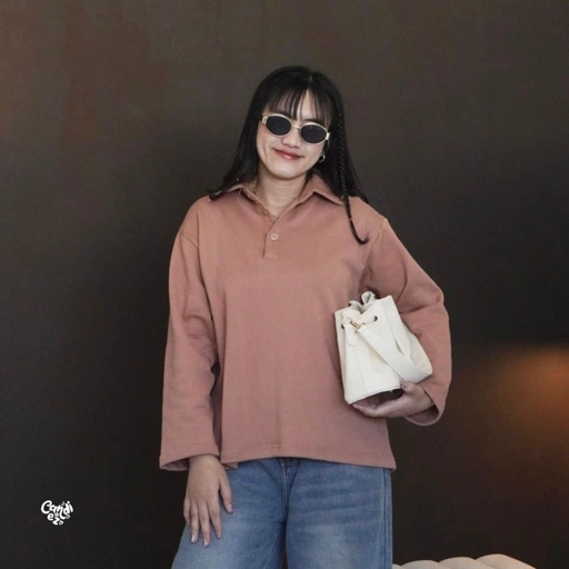 Image of KANA Polo Oversized Sweatshirts | Nudepink