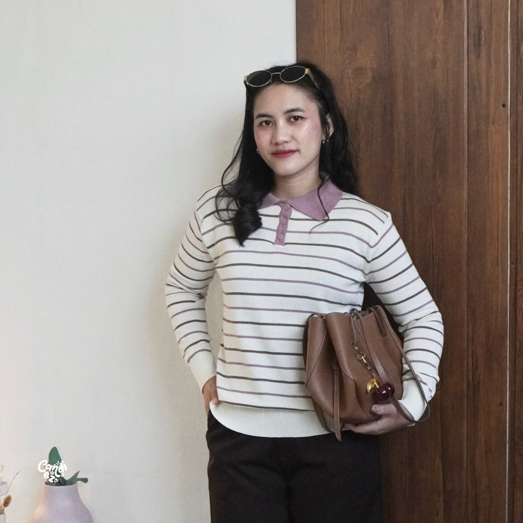 MAUDY Polo Sweatshirt Knit | Yogurt Mauve