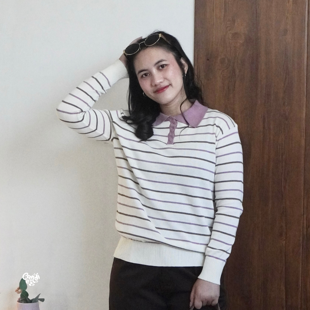 MAUDY Polo Sweatshirt Knit | Yogurt Mauve