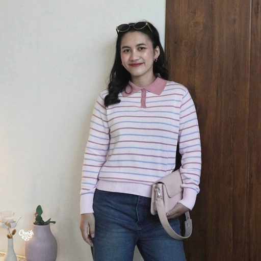 Image of MAUDY Polo Sweatshirt Knit | Strawbery Pink