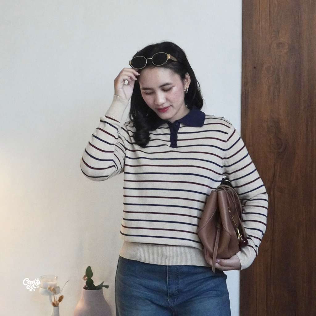 MAUDY Polo Sweatshirt Knit | Oat
