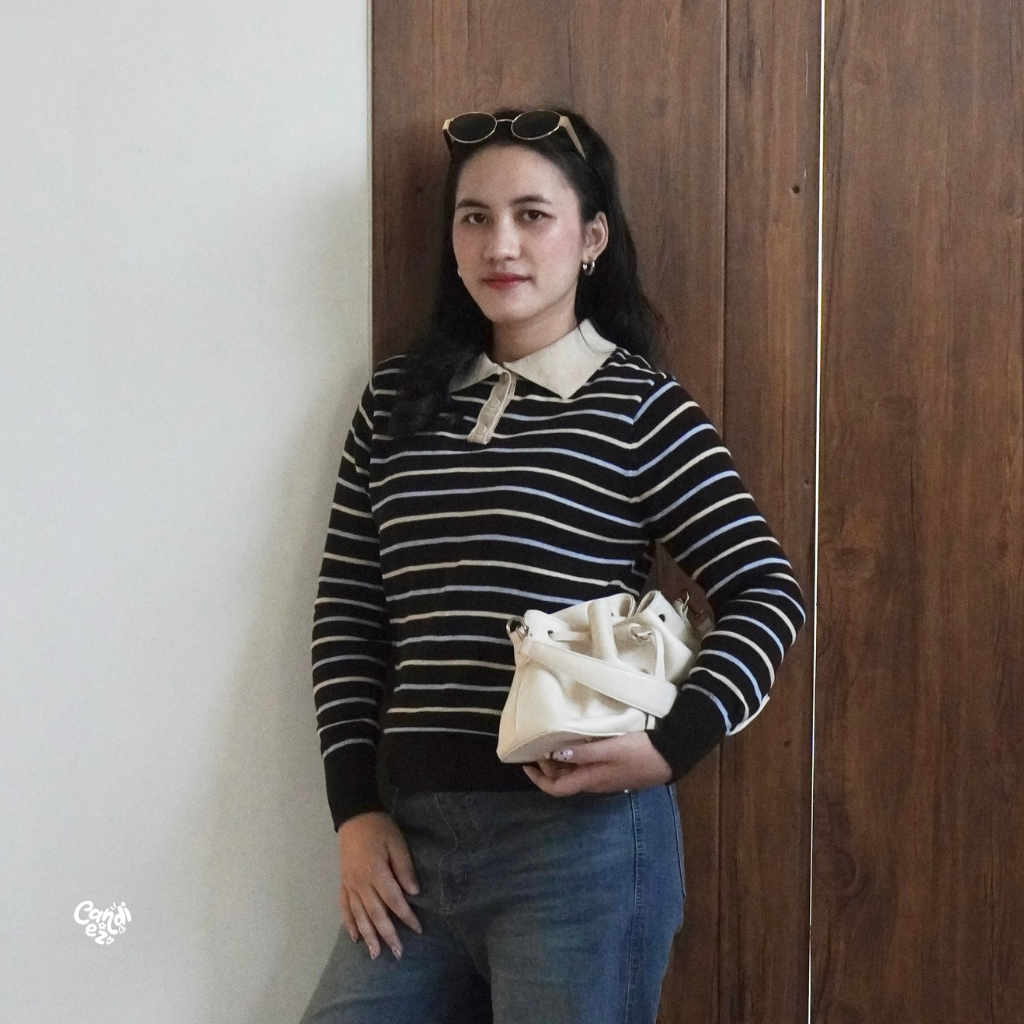 MAUDY Polo Sweatshirt Knit | Choco Blue