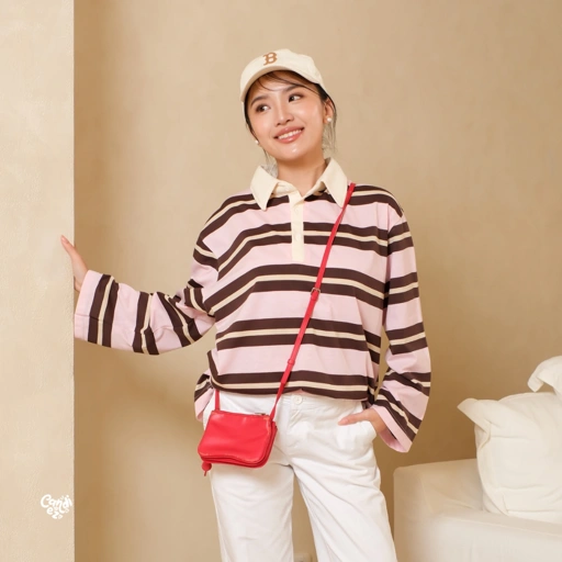 KANA Polo Stripes | Pink Milky