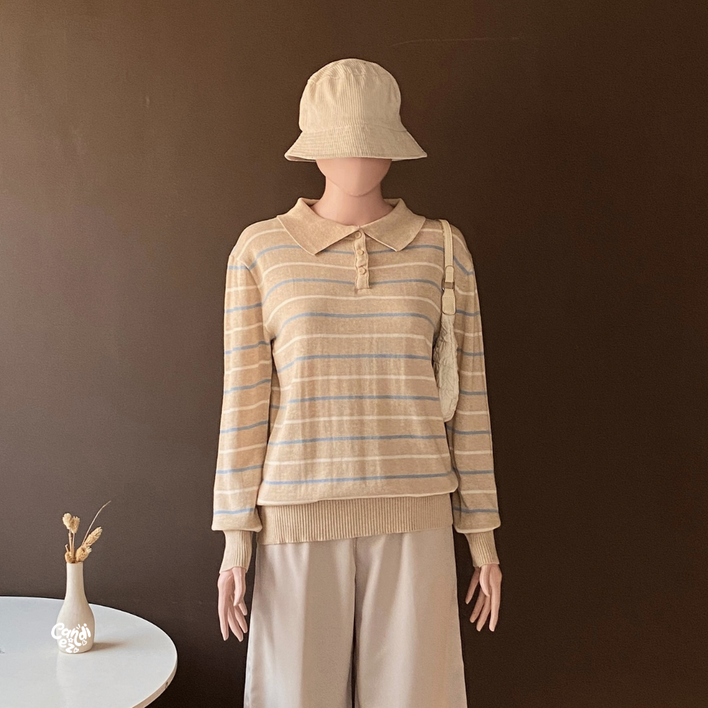 MAUDY Polo Sweatshirt Knit | Linen