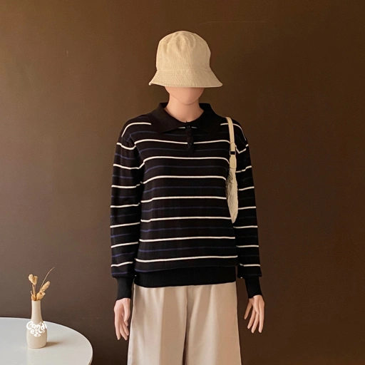 MAUDY Polo Sweatshirt Knit | Midnight