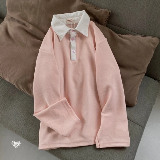Image of KANA Polo Oversized Sweatshirt | Soft Pink