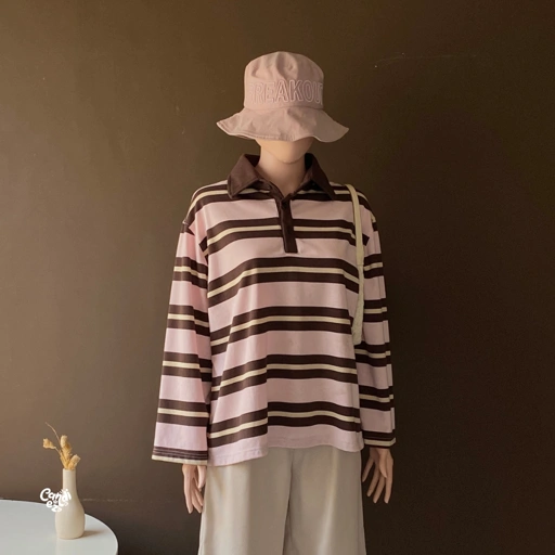 KANA Polo Oversized Sweatshirt | Pink Choco