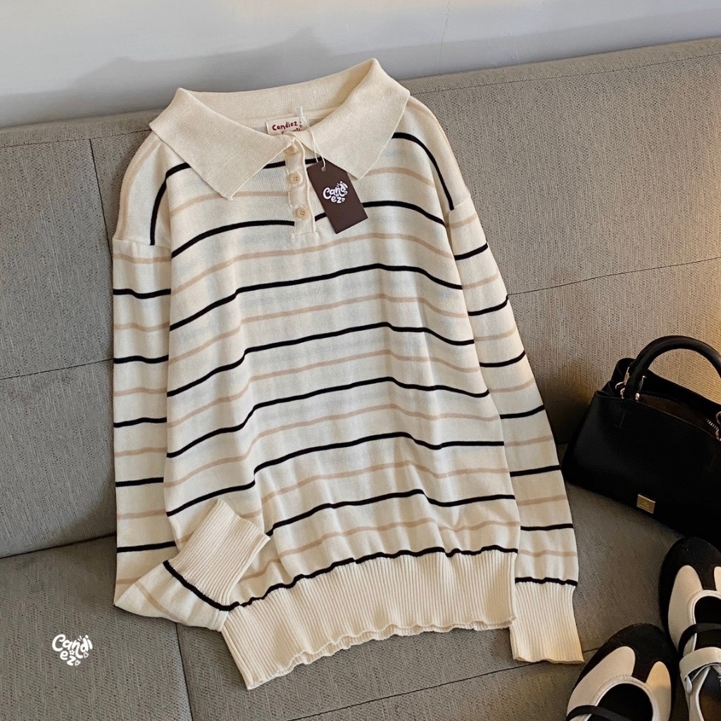MAUDY Polo Sweatshirt Knit | Milky Nut