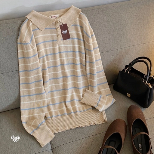 MAUDY Polo Sweatshirt Knit | Linen