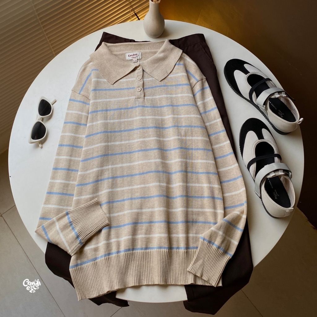 MAUDY Polo Sweatshirt Knit | Linen