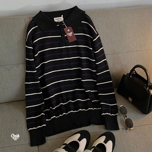 MAUDY Polo Sweatshirt Knit | Midnight