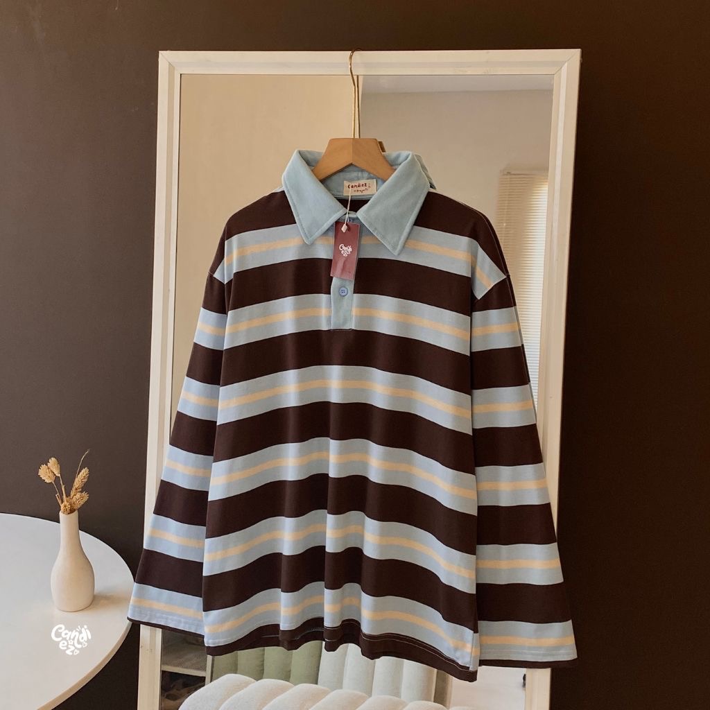 KANA Polo Oversized Sweatshirt | Blue Stripes