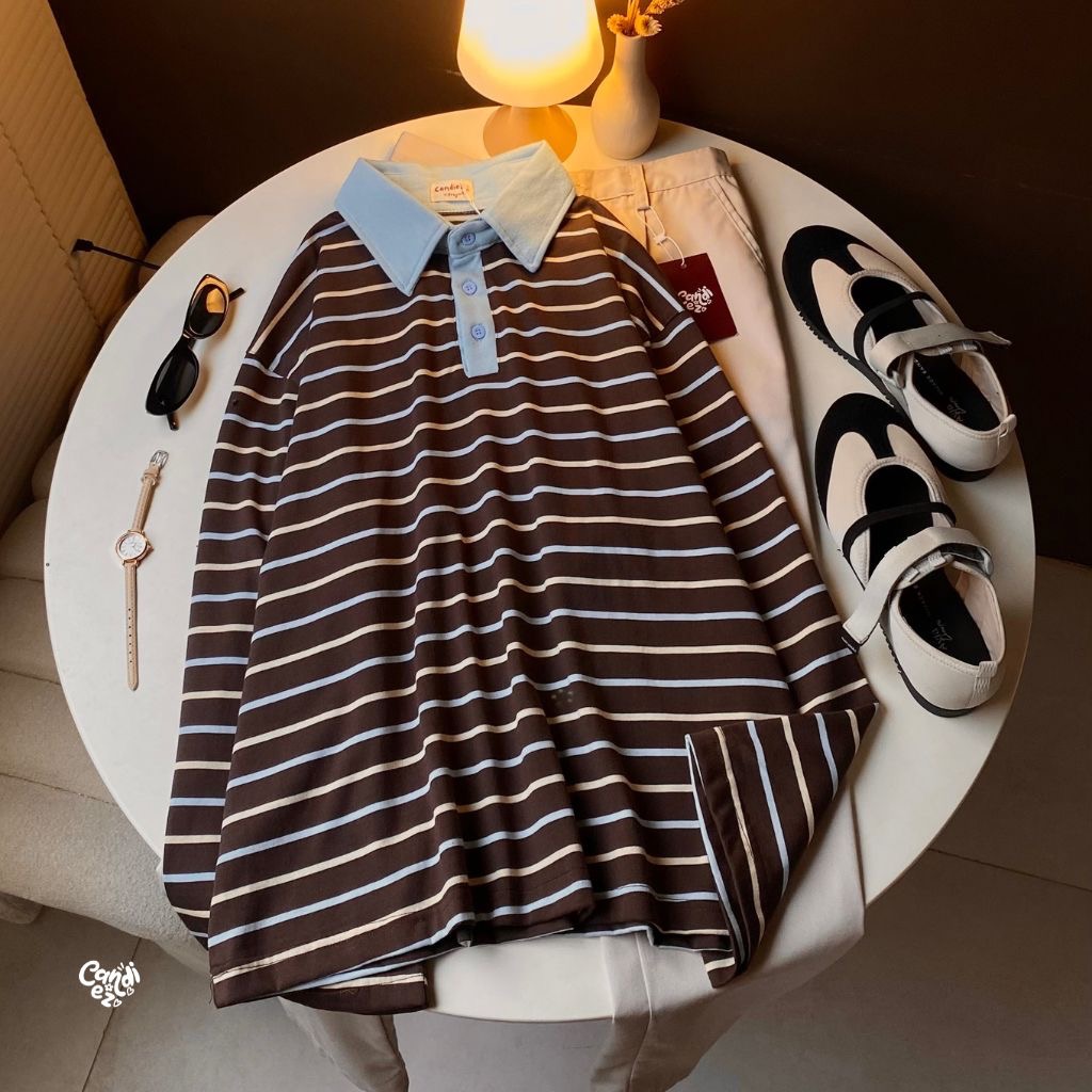 KANA Polo Oversized Sweatshirt | Choco Blue