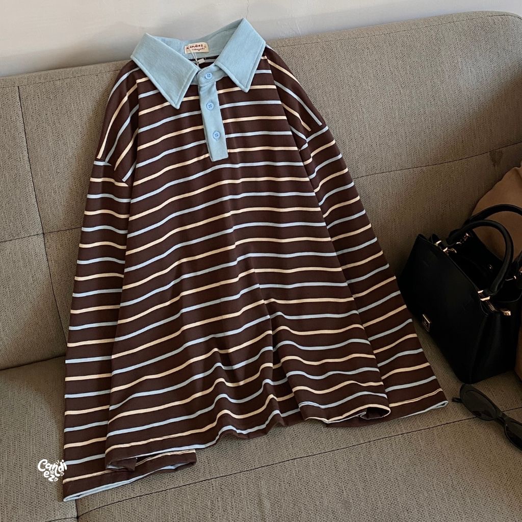 KANA Polo Oversized Sweatshirt | Choco Blue
