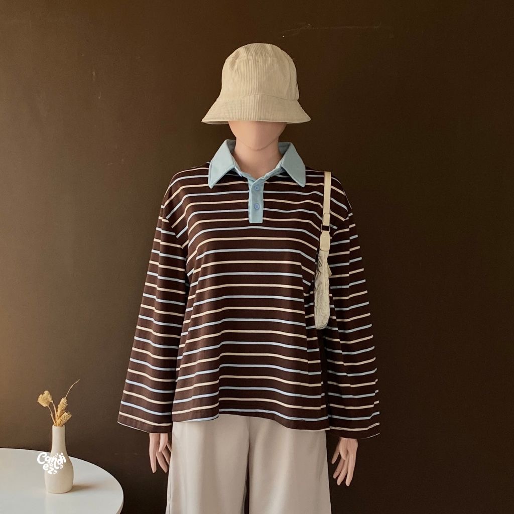 KANA Polo Oversized Sweatshirt | Choco Blue
