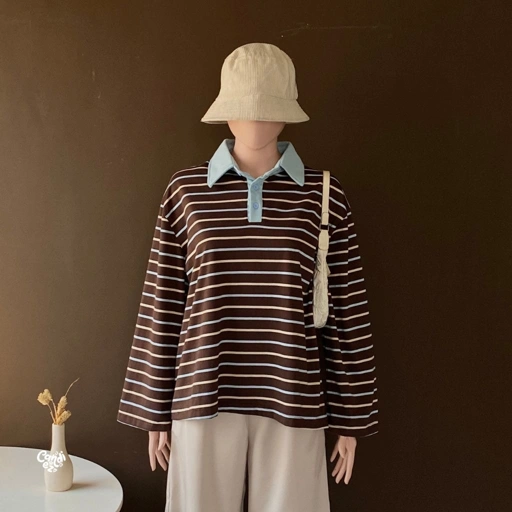 KANA Polo Oversized Sweatshirt | Choco Blue