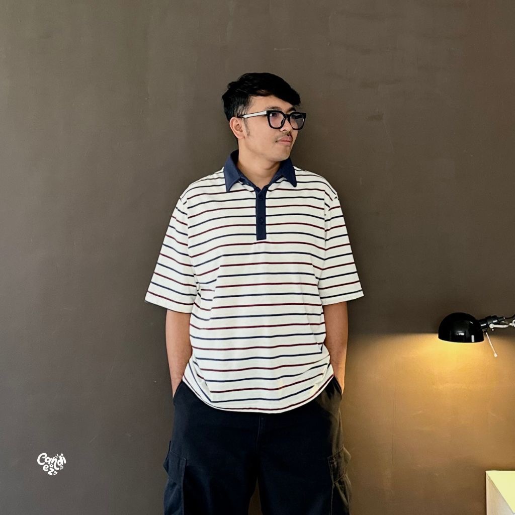 KANA PHAP Polo Oversized Sweatshirt | Oat Navy