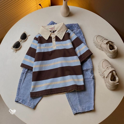 KANA KIDS Polo Oversized Sweatshirt | Blue Cream