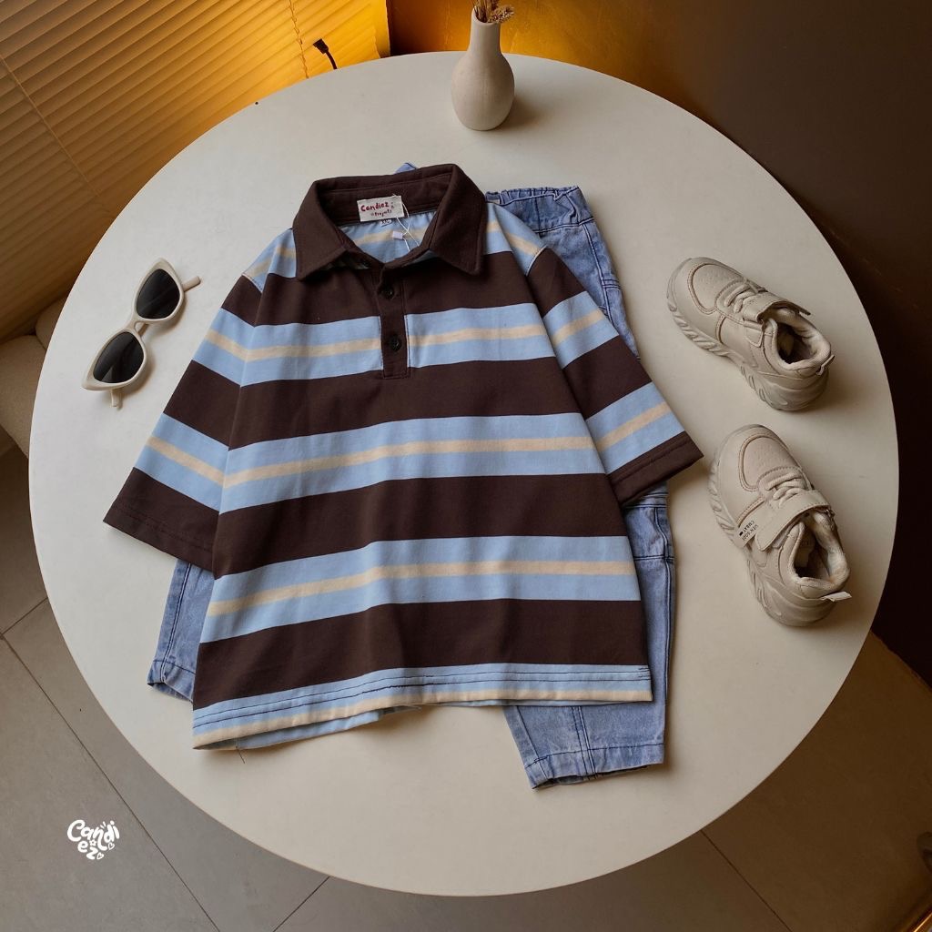 KANA KIDS Polo Oversized Sweatshirt | Blue Choco