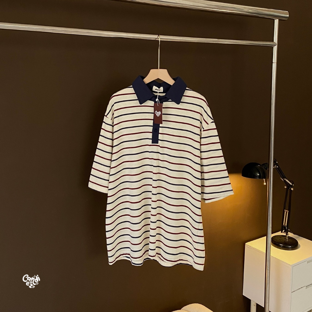 KANA PHAP Polo Oversized Sweatshirt | Oat Navy