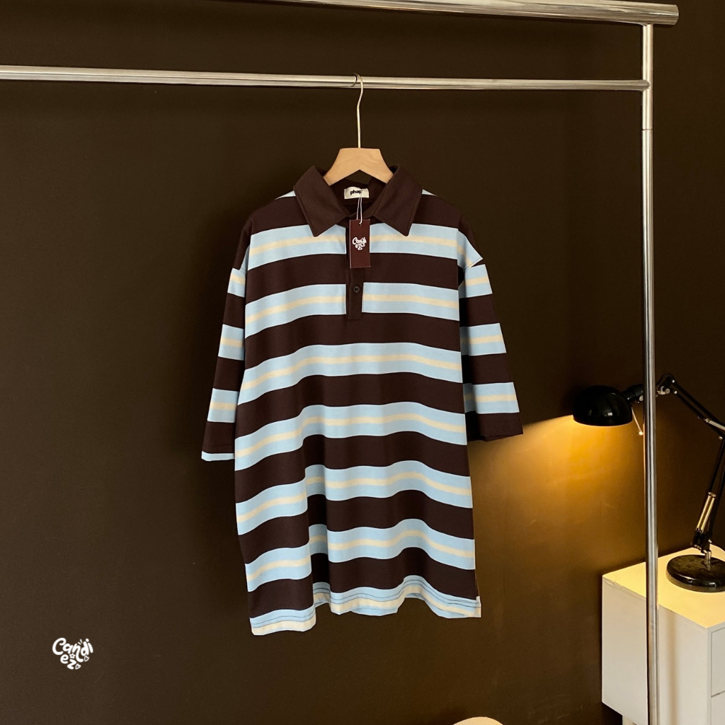 KANA PHAP Polo Oversized Sweatshirt | Blue Choco