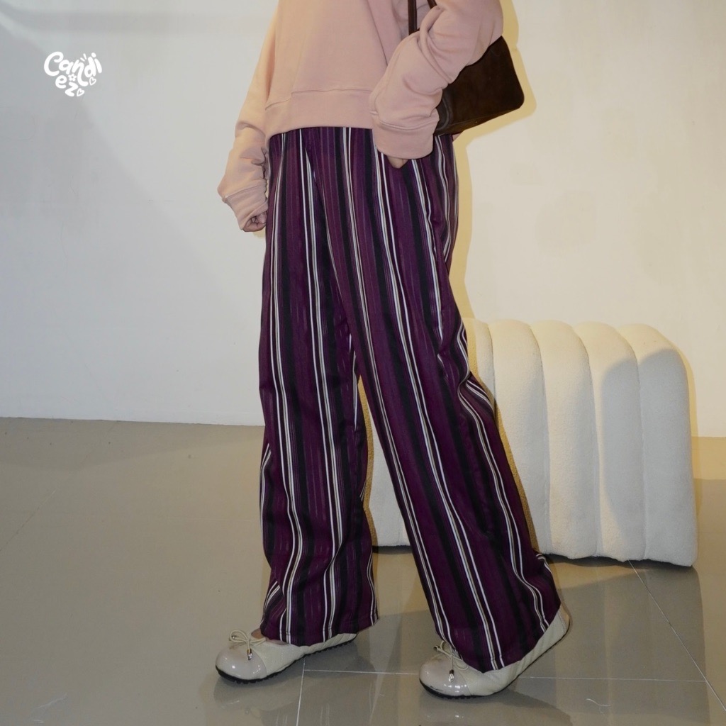 LUNETTE Stripes Pants | Choco Wine