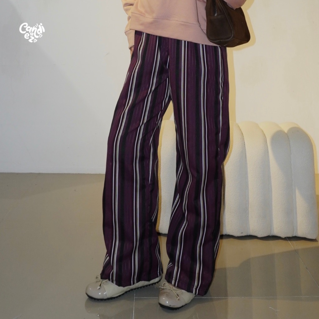 LUNETTE Stripes Pants | Choco Wine