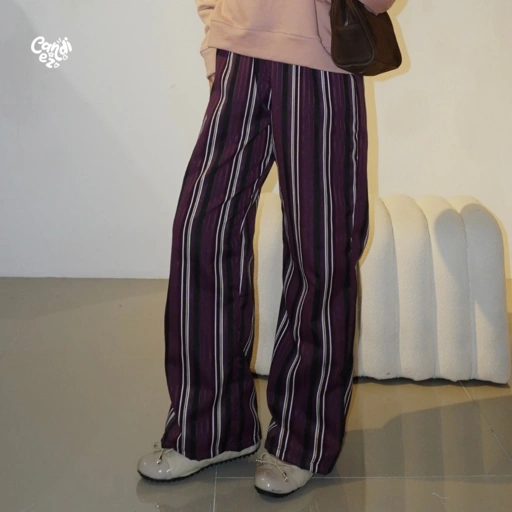 Image of LUNETTE Stripes Pants | Choco Wine