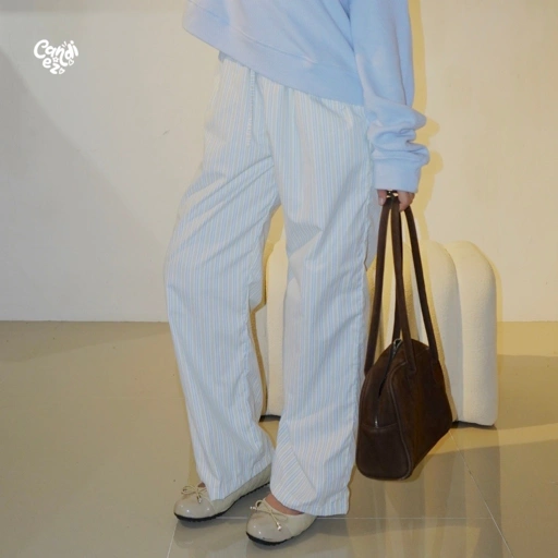 Image of LUNETTE Stripes Pants | Tea Blue