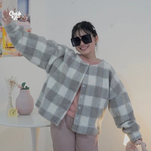 Image of ASYA Oversized Outer | Grey Square