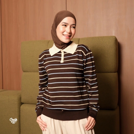 MAUDY Polo Knit | Choco Blue