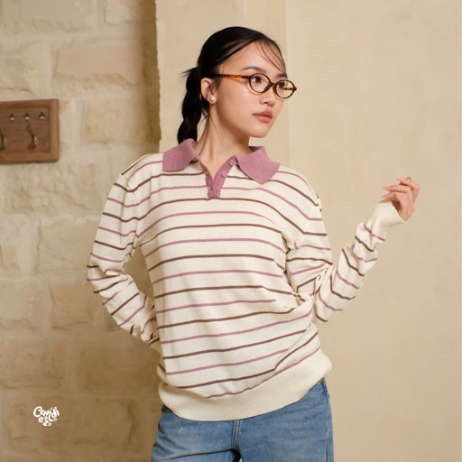 MAUDY Polo Knit | Yogurt Mauve