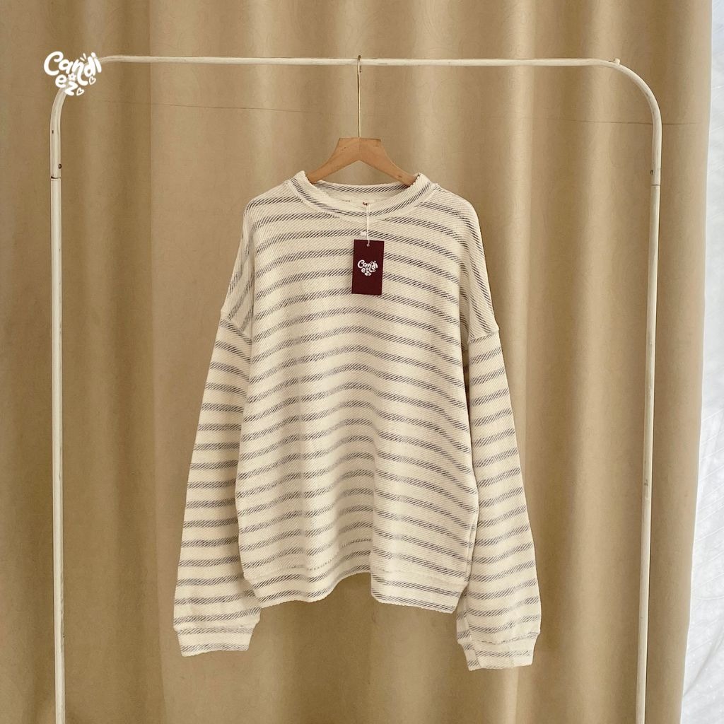 JIHOO Super Oversized Sweater | Stripes Blue