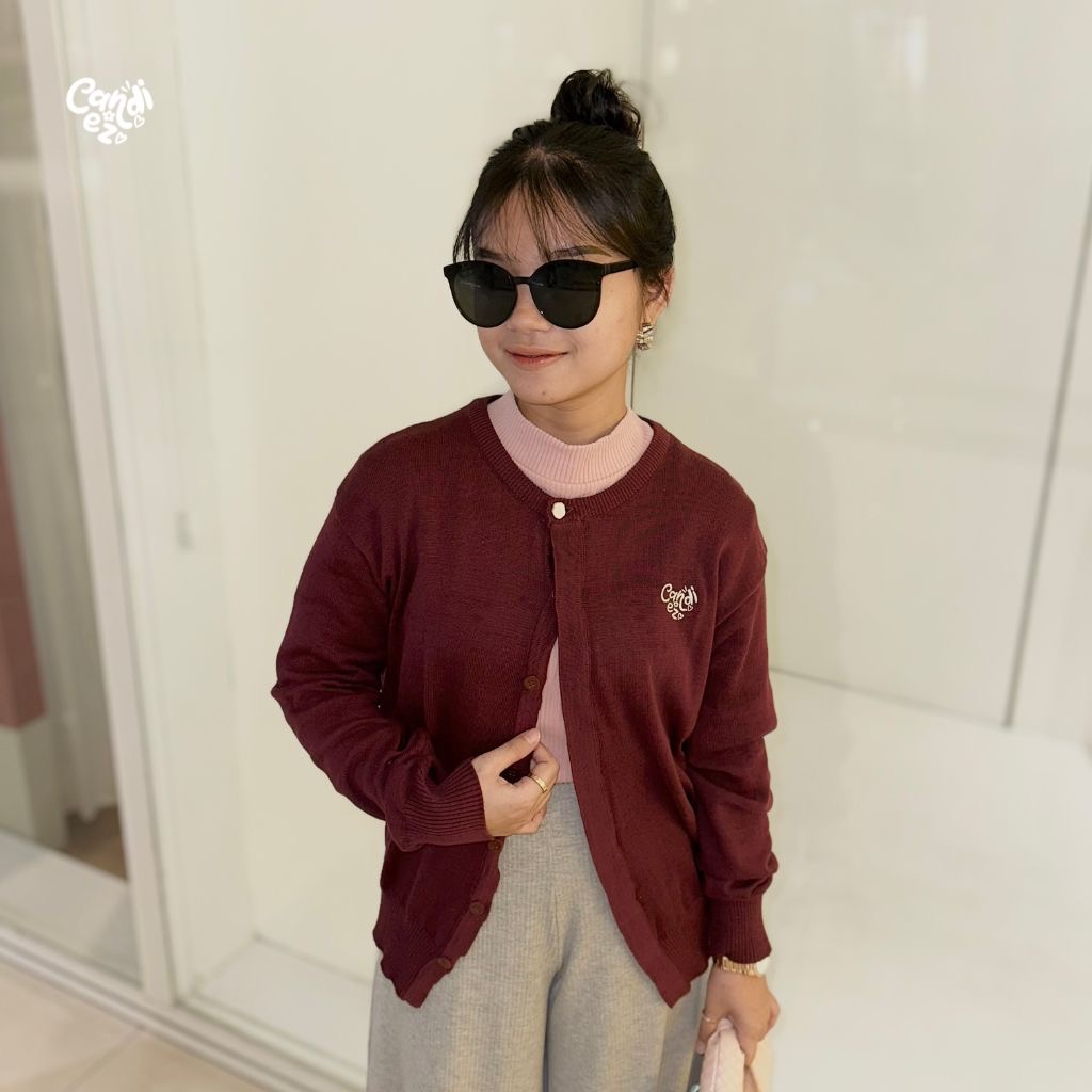 RAE Signature Basic Cardigan Knit | Maroon