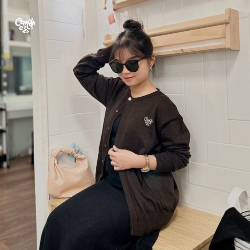 Image of RAE Signature Basic Cardigan Knit | Choco