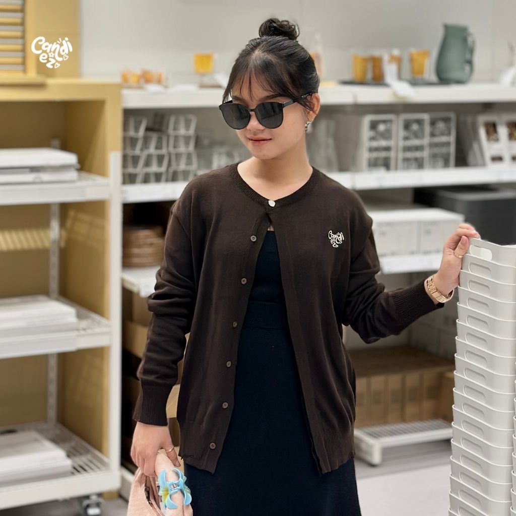 RAE Signature Basic Cardigan Knit | Choco