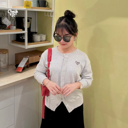 Image of RAE Signature Basic Cardigan Knit | Ash