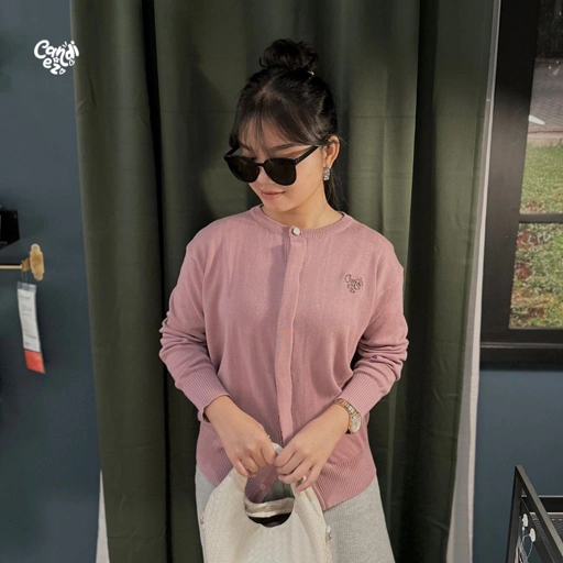 Image of RAE Signature Basic Cardigan Knit | Pink Mauve