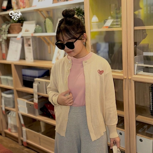 Image of RAE Signature Basic Cardigan Knit | Oat
