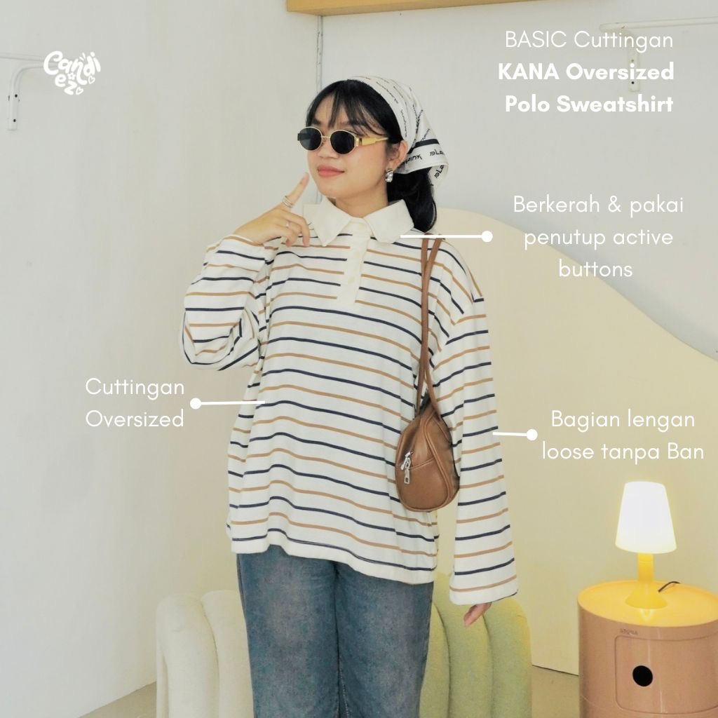 KANA Polo Oversized Sweatshirt | Navy Brown
